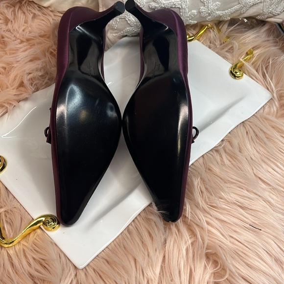 FERRAGAMO DARK PLUM SATIN HEEL - Picture 4 of 12